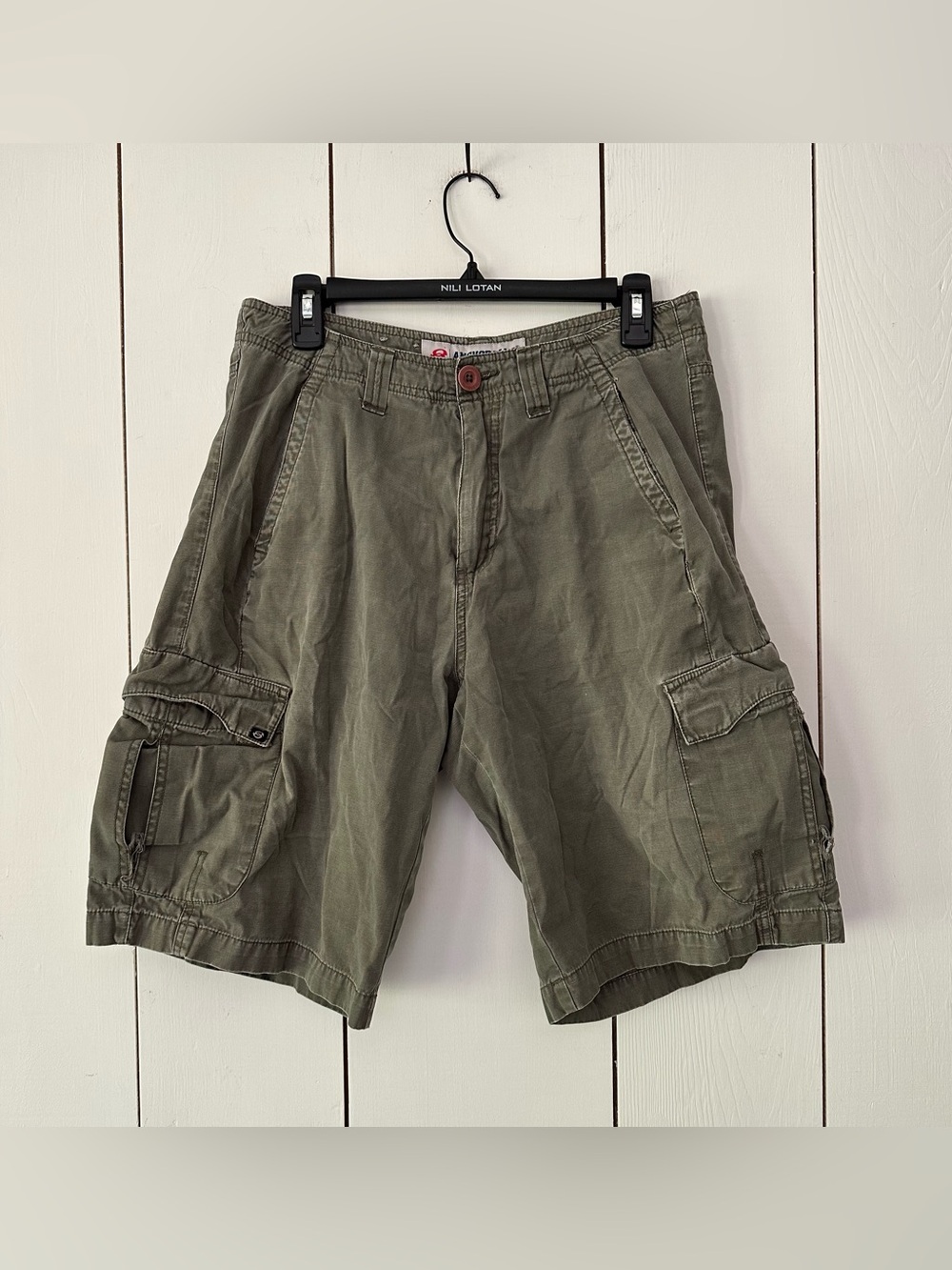 90s Y2K Vintage Anchor Blue Cargo Shorts Sz 30 Military Green